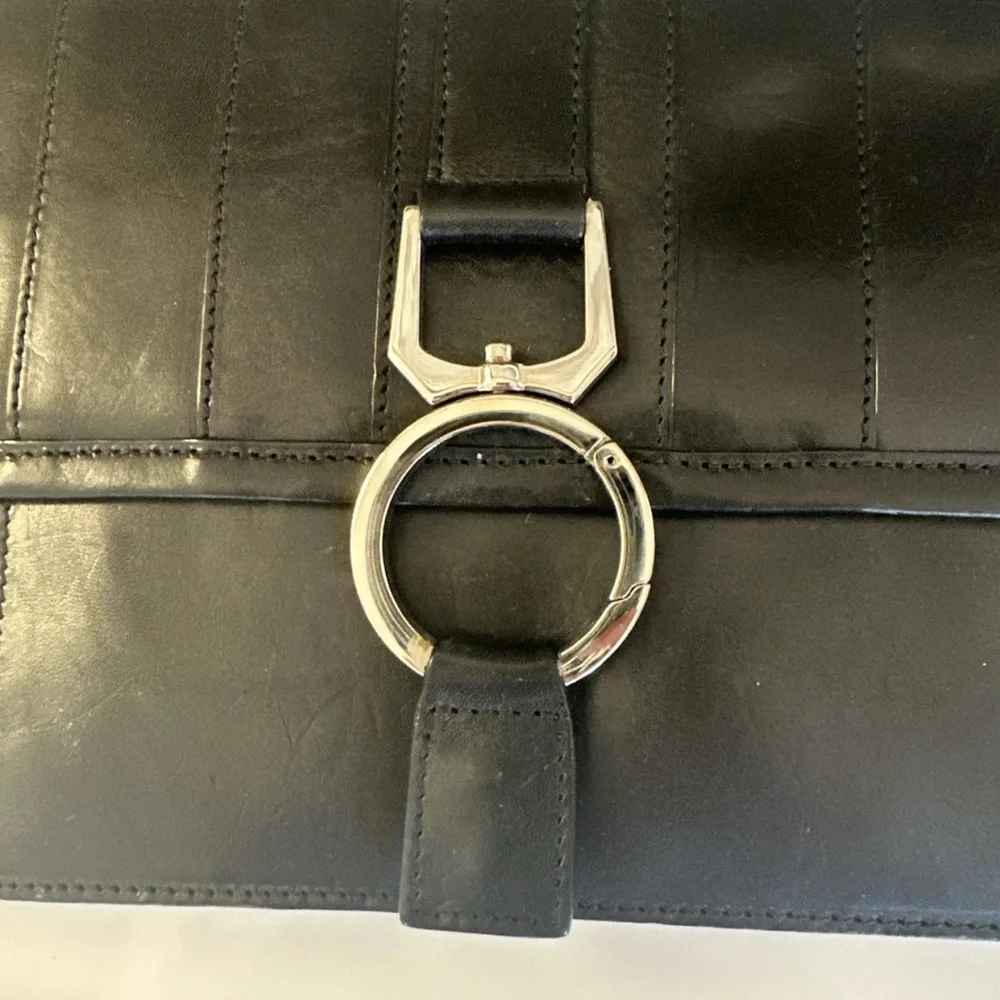 NWT Vtg BCBG Maz Azria Black Leather Shoulder Bag Y2K Gucci Horsebit $258 NOS
